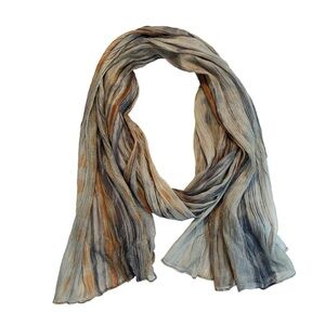 Lua 100% Silk Scarf Watercolor Light Grey, Blue and Rust EUC Gift